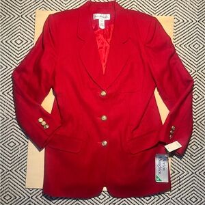Vintage 100% Wool Blazer Red NWT Size 10 Fall Winter Coat